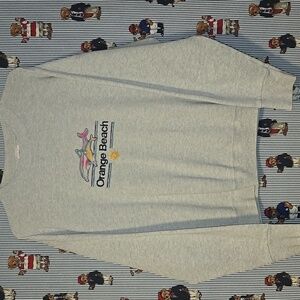 Vintage Orange Beach Dolphin Embroidered Sweatshirt Large